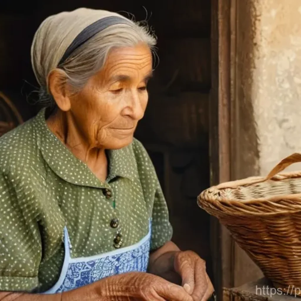 수공예 천연 섬유 활용 - **Prompt 1: The Wicker Weaver's Wisdom**
    "A close-up, warm-toned portrait of an elderly Portugue...