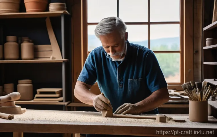 수공예 중고품 활용 - **"A close-up, artistic shot of a charming wall gallery showcasing a collection of three distinct, r...