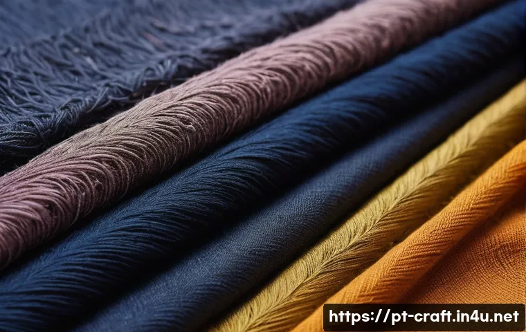 수공예 천연 섬유 염색 - **Prompt:** A close-up, highly detailed photograph of a collection of vibrant, naturally dyed fabric...